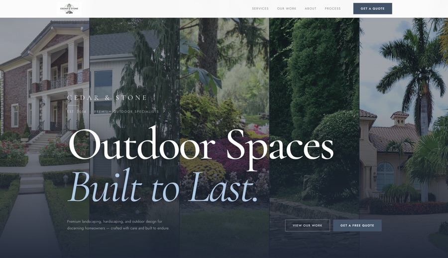 Cedar and Stone Landscaping website